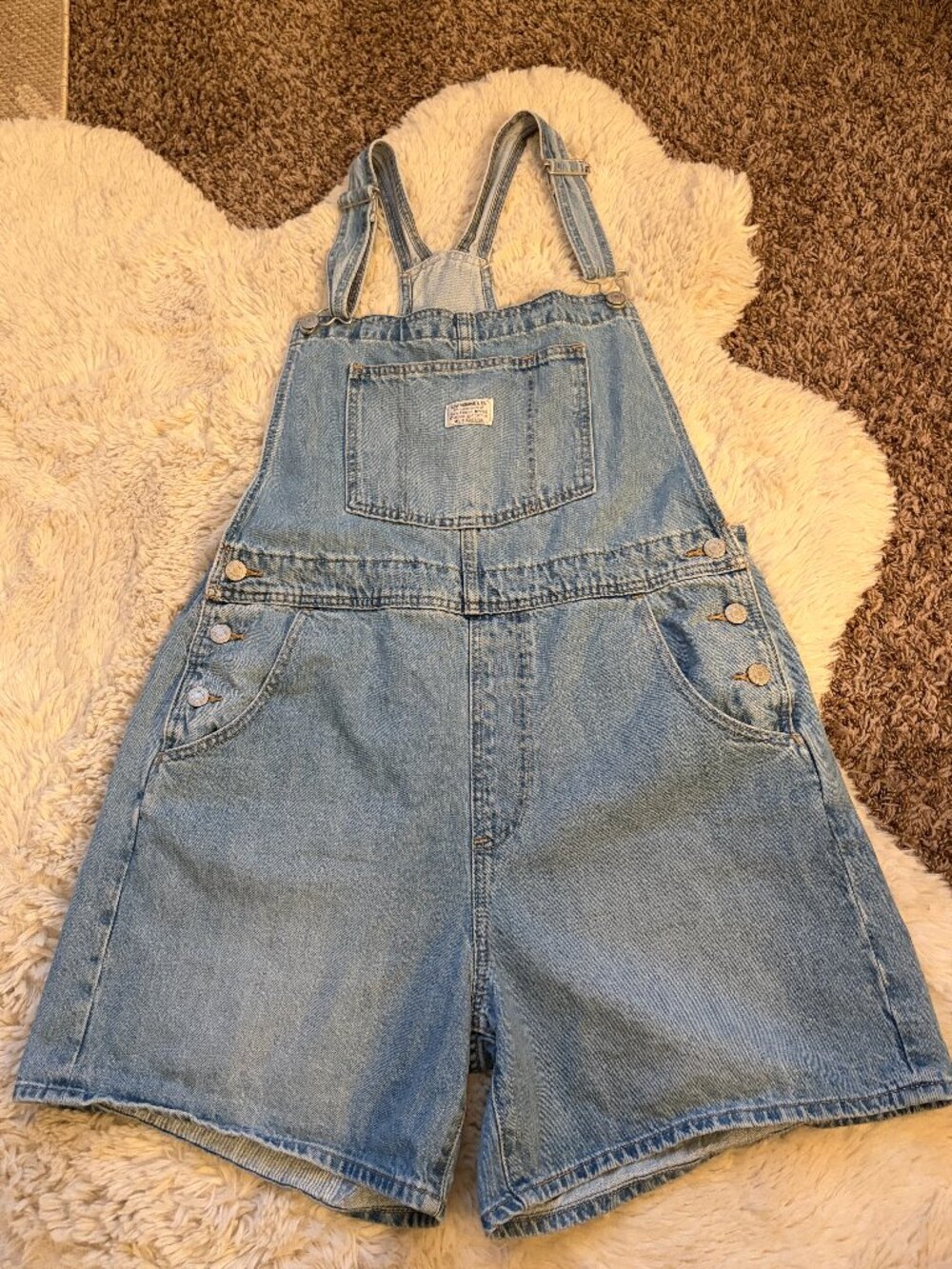 Levi's Classic Light Wash Denim Shortalls Overalls - L
